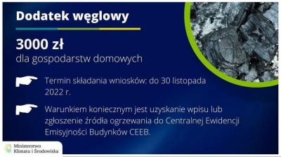 Dodatek węglowy - - ogłoszenie dla Mieszkańców gminy Złocieniec